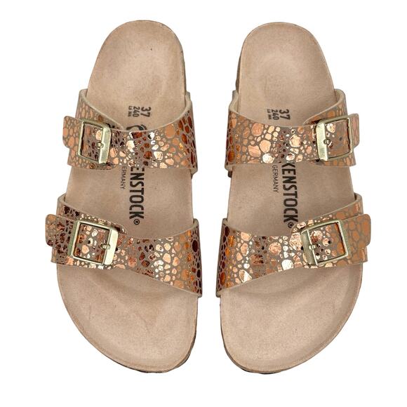 Birkenstock Arizona Metallic Stones Silver Suede Lined Cork Sandals 39 Narrow 8 - Picture 1 of 8